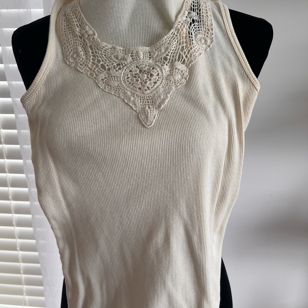 GAP Cream Lace Detail Tank Top